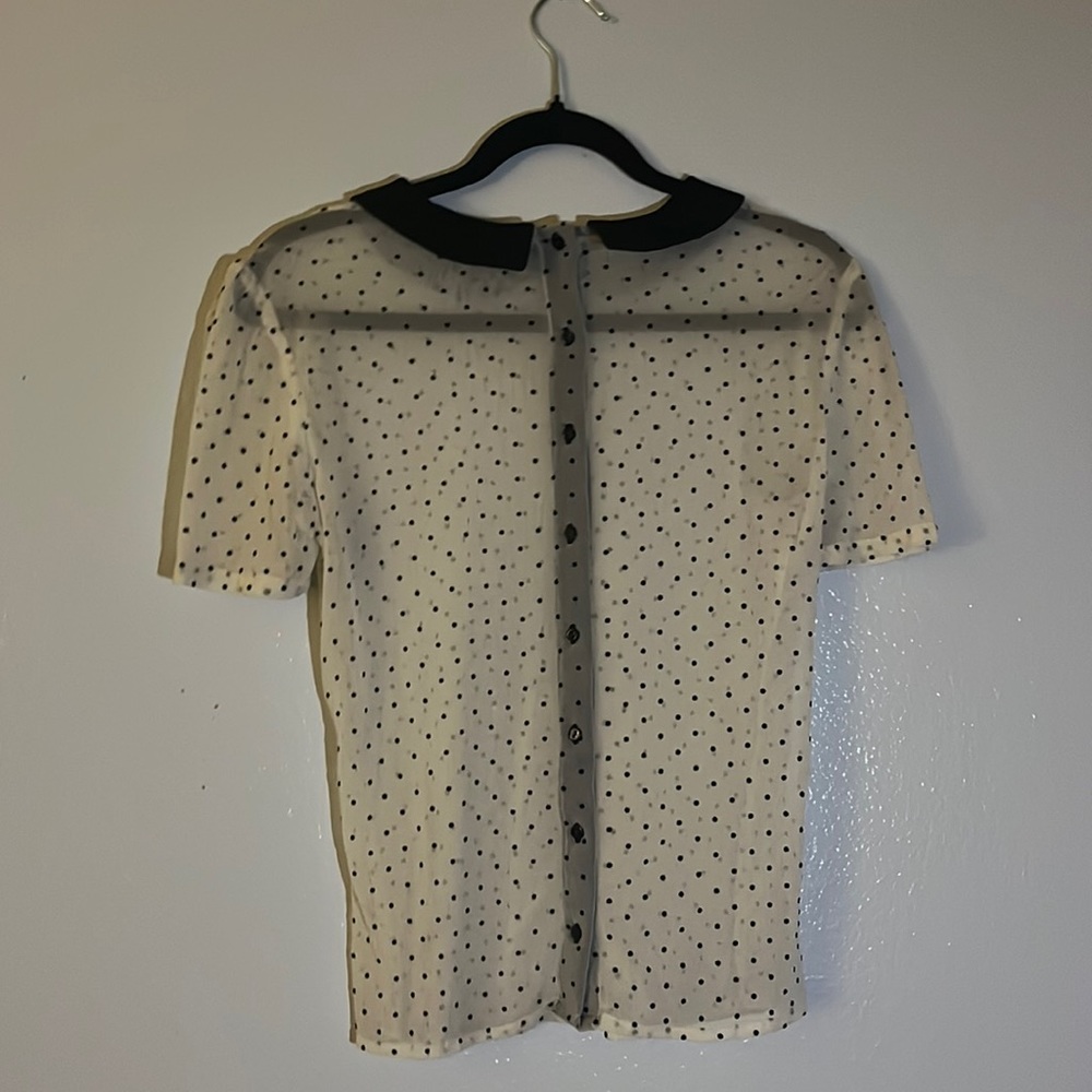 polka dot collared see through shirt